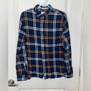 Men’s denim & flower Ricky Singh long sleeve button up polo - large